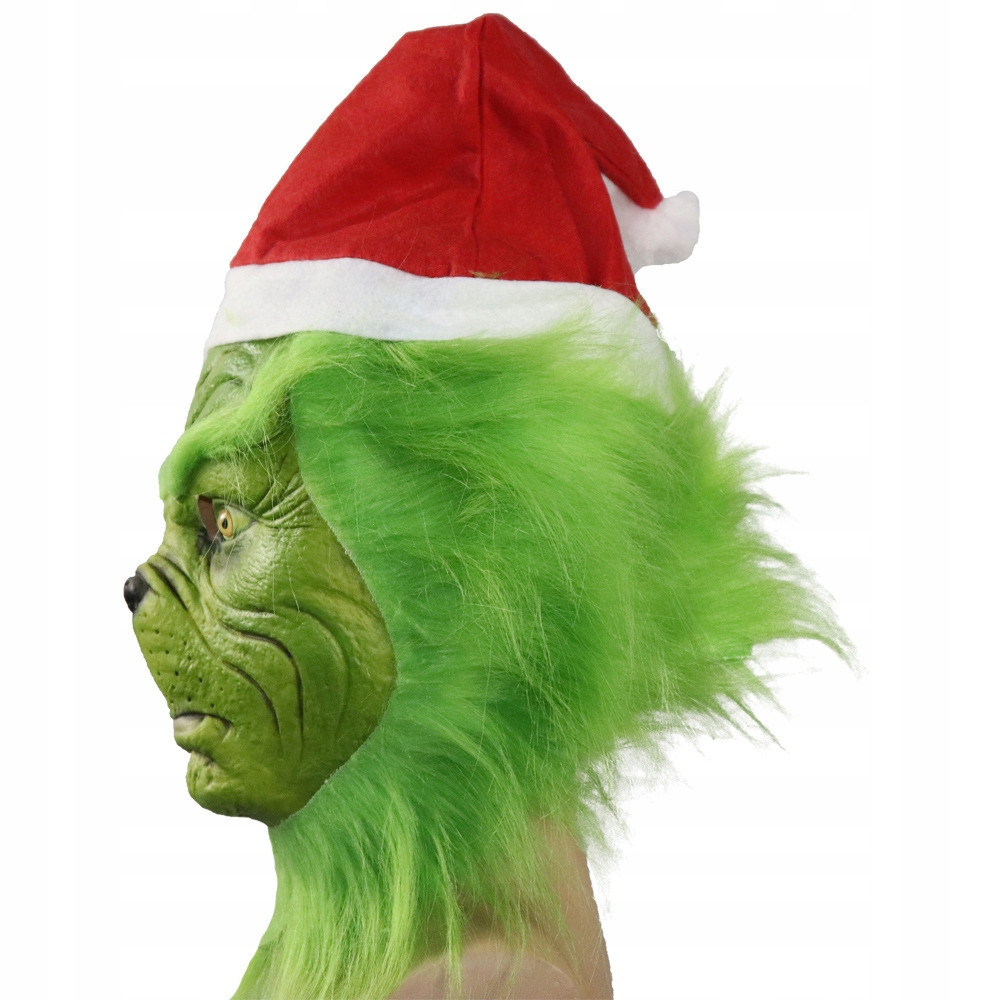 MASKA LATEKSOWA HALLOWEEN ŚWIĄTECZNY POTWÓR GRINCH KOMINIARKA PRZEBRANIE