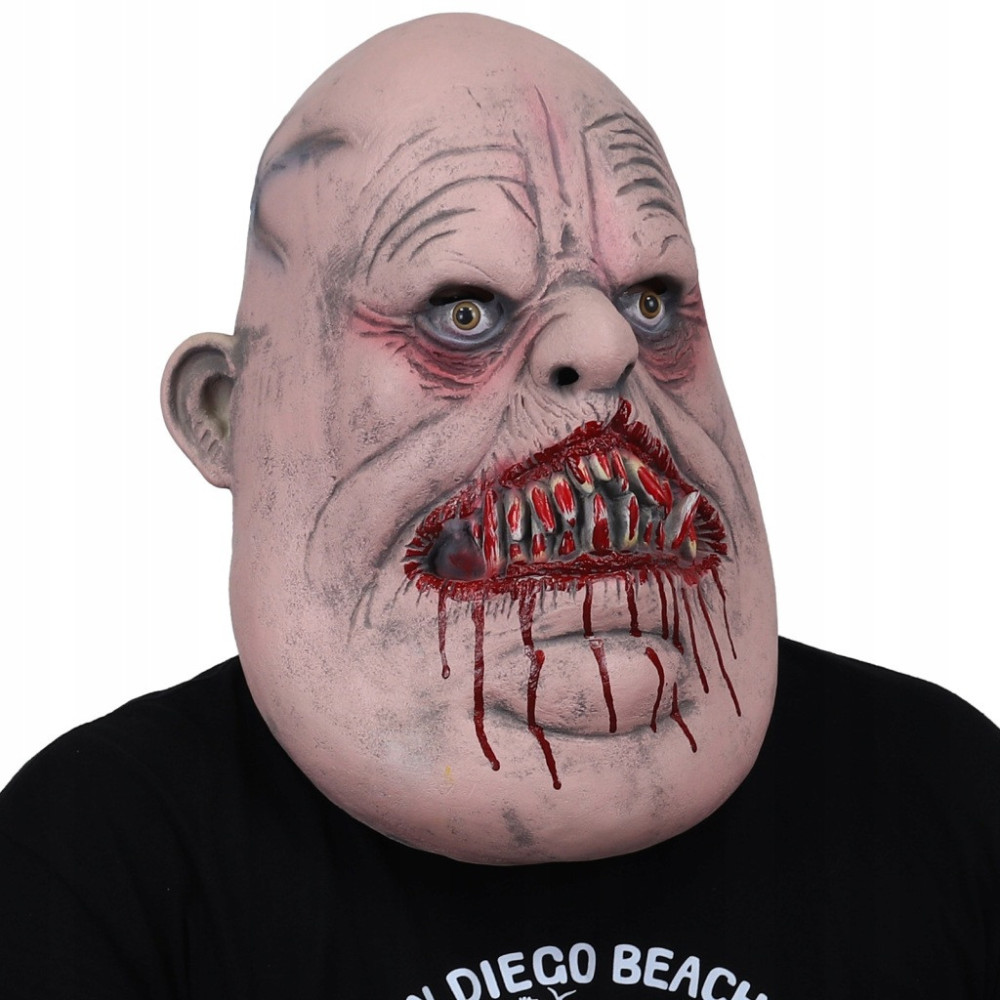 MASKA LATEKSOWA HALLOWEEN STRASZNY POTWÓR KRWAWIĄCE USTA KOMINIARKA