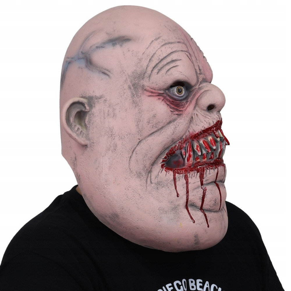 MASKA LATEKSOWA HALLOWEEN STRASZNY POTWÓR KRWAWIĄCE USTA KOMINIARKA