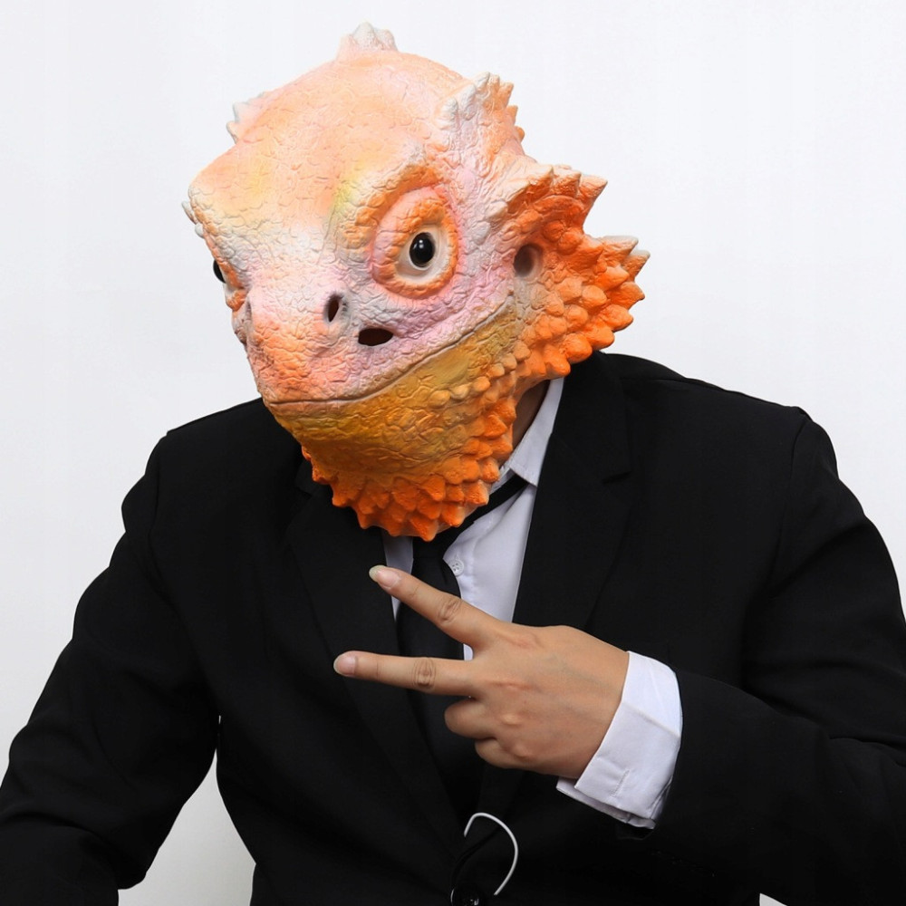 MASKA LATEKSOWA HALLOWEEN JASZCZURKA BRODATY SMOK KOMINIARKA PRZEBRANIE