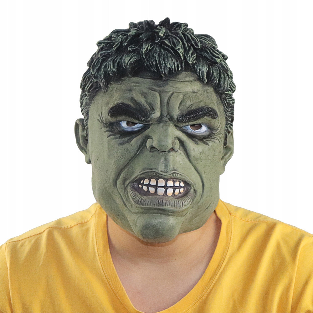 MASKA LATEKSOWA HALLOWEEN HULK KOMINIARKA PRZEBRANIE UNIWERSALNA ZIELONA