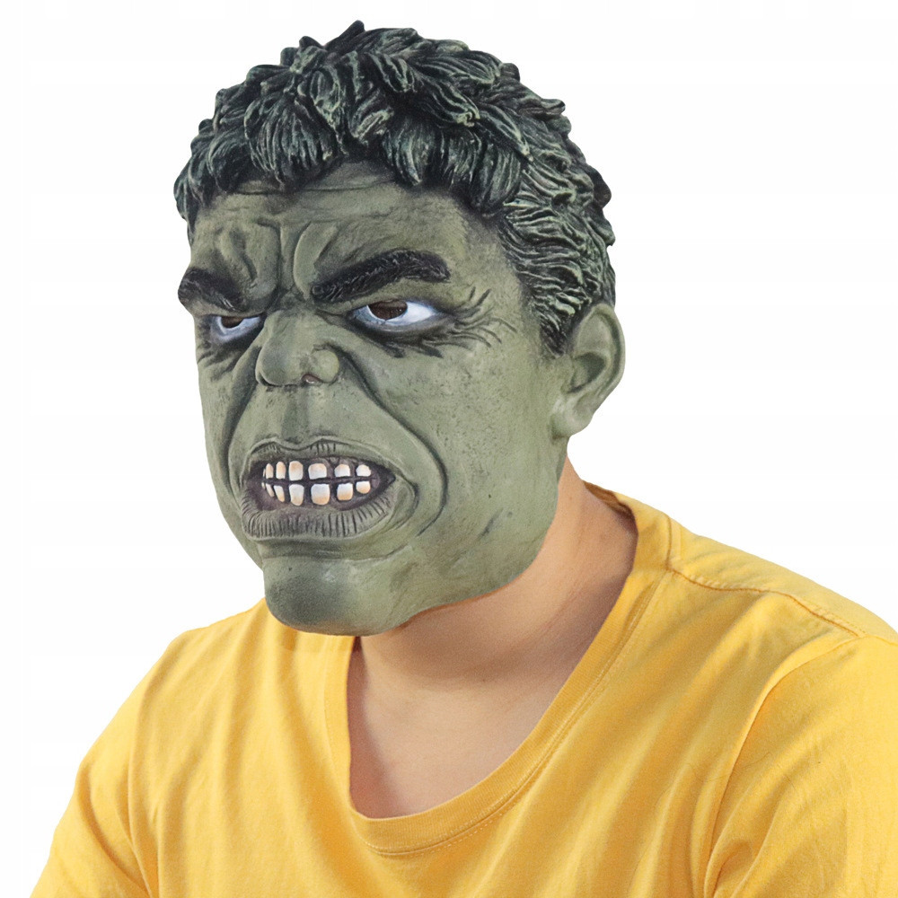 MASKA LATEKSOWA HALLOWEEN HULK KOMINIARKA PRZEBRANIE UNIWERSALNA ZIELONA