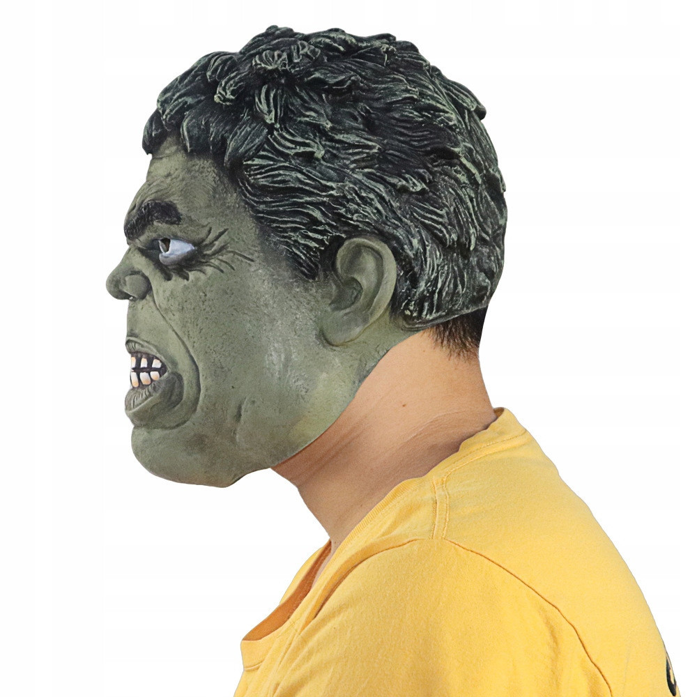 MASKA LATEKSOWA HALLOWEEN HULK KOMINIARKA PRZEBRANIE UNIWERSALNA ZIELONA