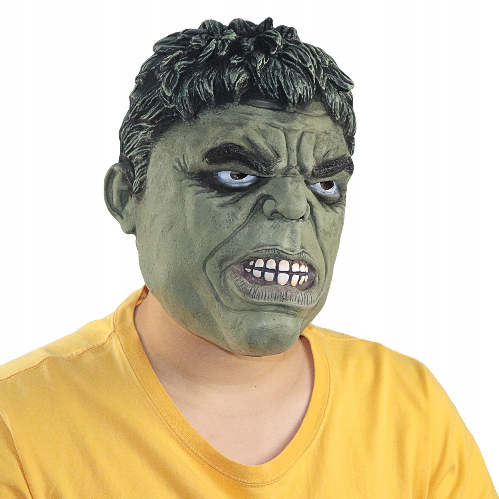 MASKA LATEKSOWA HALLOWEEN HULK KOMINIARKA PRZEBRANIE UNIWERSALNA ZIELONA