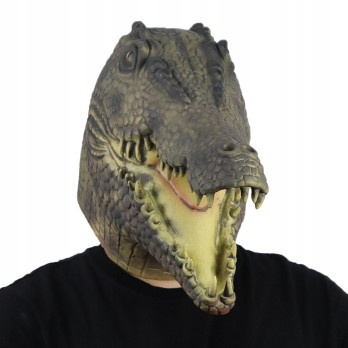 MASKA LATEKSOWA HALLOWEEN KROKODYL KOSTIUM NA TWARZ PRZEBRANIE