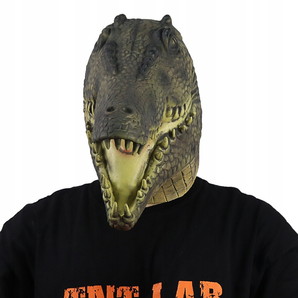 MASKA LATEKSOWA HALLOWEEN KROKODYL KOSTIUM NA TWARZ PRZEBRANIE
