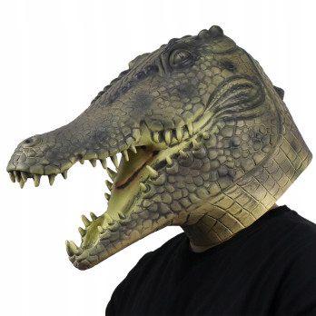 MASKA LATEKSOWA HALLOWEEN KROKODYL KOSTIUM NA TWARZ PRZEBRANIE