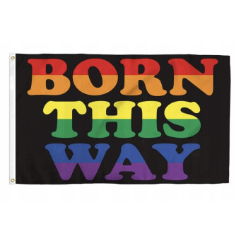 FLAGA TĘCZOWA BORN THIS WAY PRIDE LGBT RAINBOW