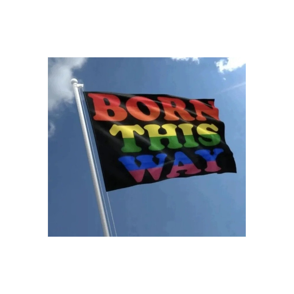 FLAGA TĘCZOWA BORN THIS WAY PRIDE LGBT RAINBOW