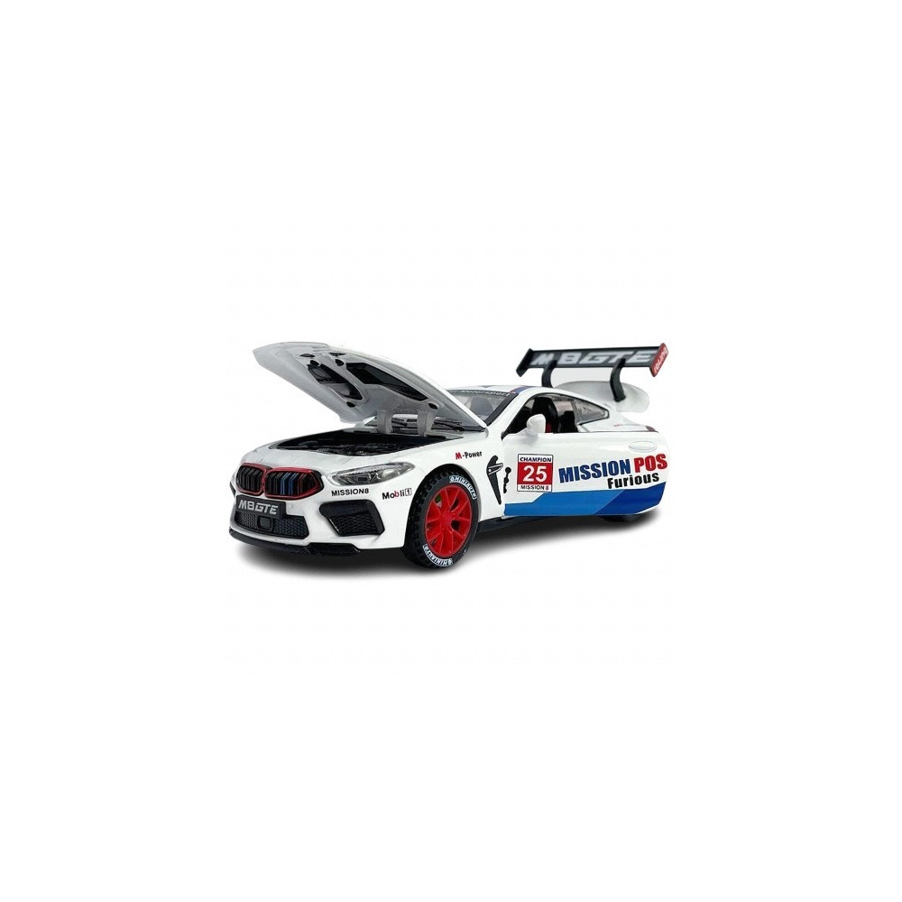 BMW M8 MANHART METALOWY MODEL SAMOCHODU 1:24 DŹWIĘK ŚWIATŁO BIAŁY