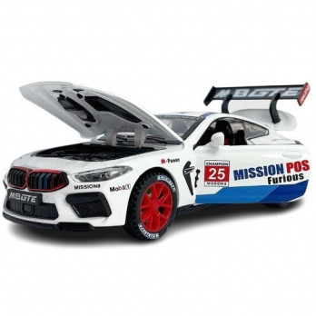 BMW M8 MANHART METALOWY MODEL SAMOCHODU 1:24 DŹWIĘK ŚWIATŁO BIAŁY