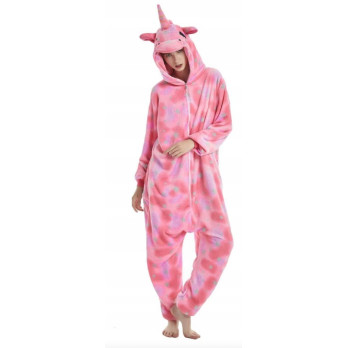 JEDNOROŻEC ONESIE KOMBINEZON UNICORN GWIAZDKI PINK RÓŻOWY PIŻAMA DRES S