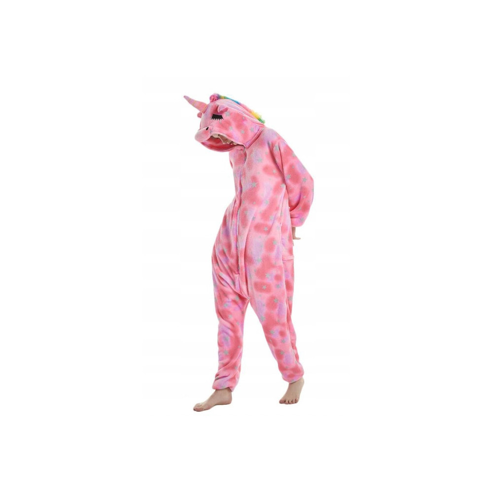 JEDNOROŻEC ONESIE KOMBINEZON UNICORN GWIAZDKI PINK RÓŻOWY PIŻAMA DRES S