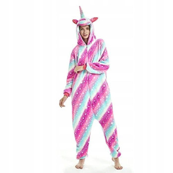 JEDNOROŻEC ONESIE TĘCZOWY DRES UNICORN RÓŻOWY M