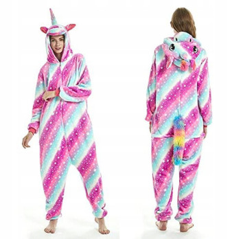 JEDNOROŻEC ONESIE TĘCZOWY DRES UNICORN RÓŻOWY M
