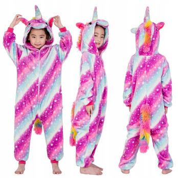 JEDNOROŻEC ONESIE TĘCZOWY DRES UNICORN RÓŻOWY M