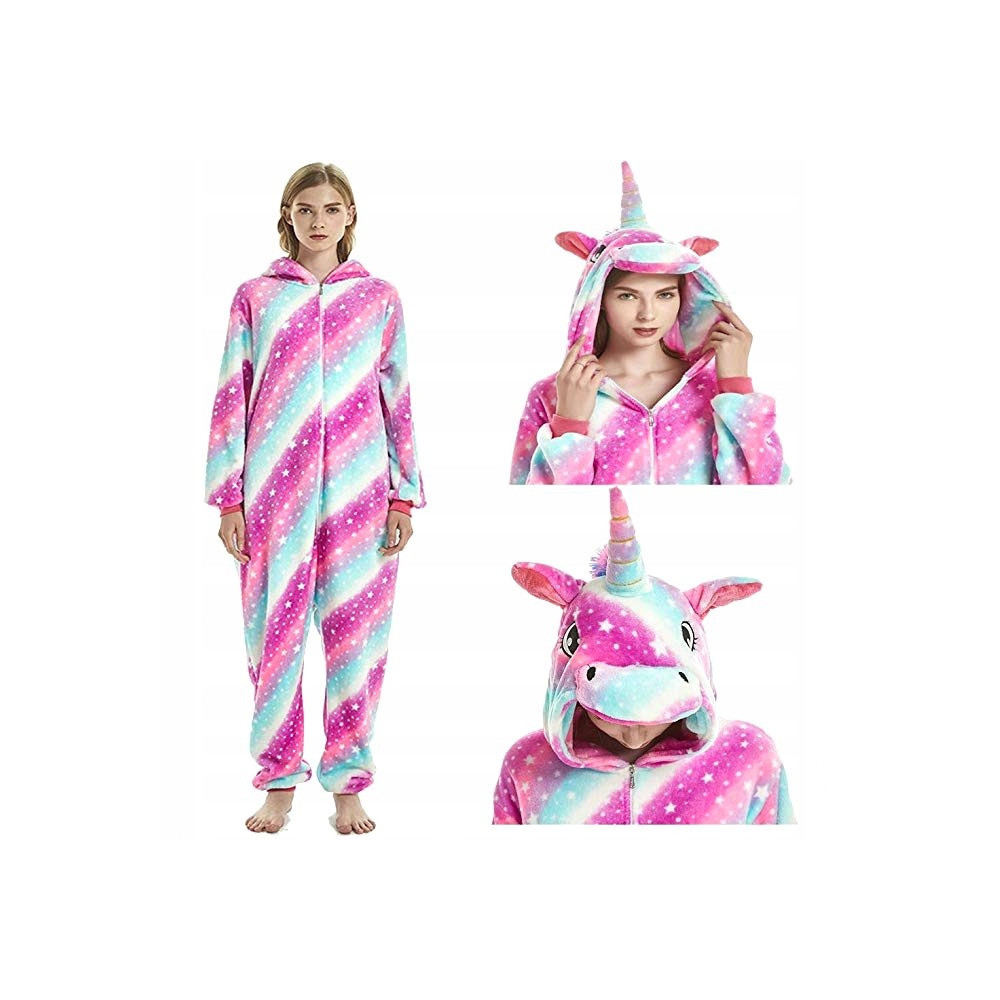 JEDNOROŻEC ONESIE TĘCZOWY DRES UNICORN RÓŻOWY M