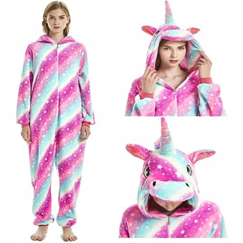 JEDNOROŻEC ONESIE TĘCZOWY DRES UNICORN RÓŻOWY M