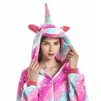 JEDNOROŻEC ONESIE TĘCZOWY DRES UNICORN RÓŻOWY M