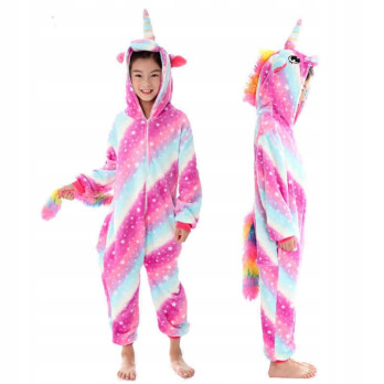 JEDNOROŻEC ONESIE TĘCZOWY DRES UNICORN RÓŻOWY M