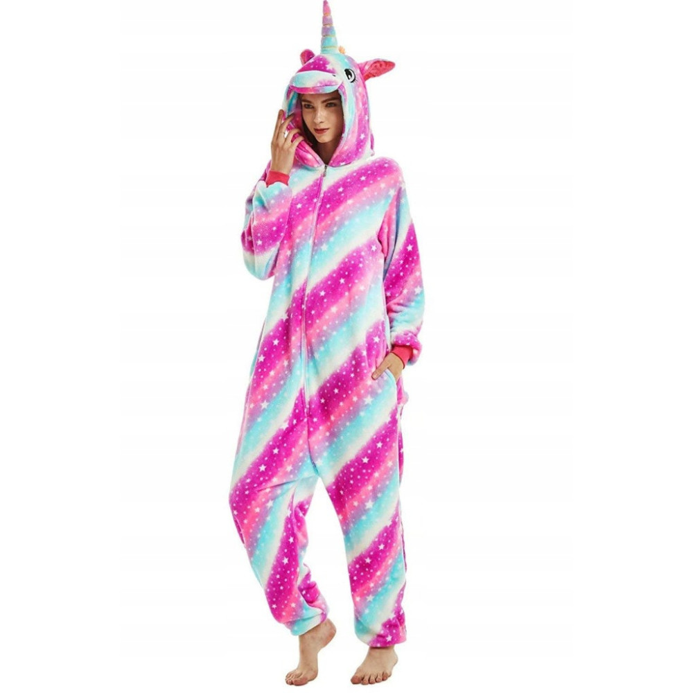 JEDNOROŻEC ONESIE TĘCZOWY DRES UNICORN RÓŻOWY M