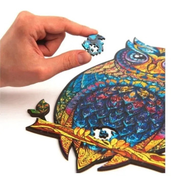 PUZZLE DREWNIANE DLA DOROSŁYCH KOLOROWA SOWA M