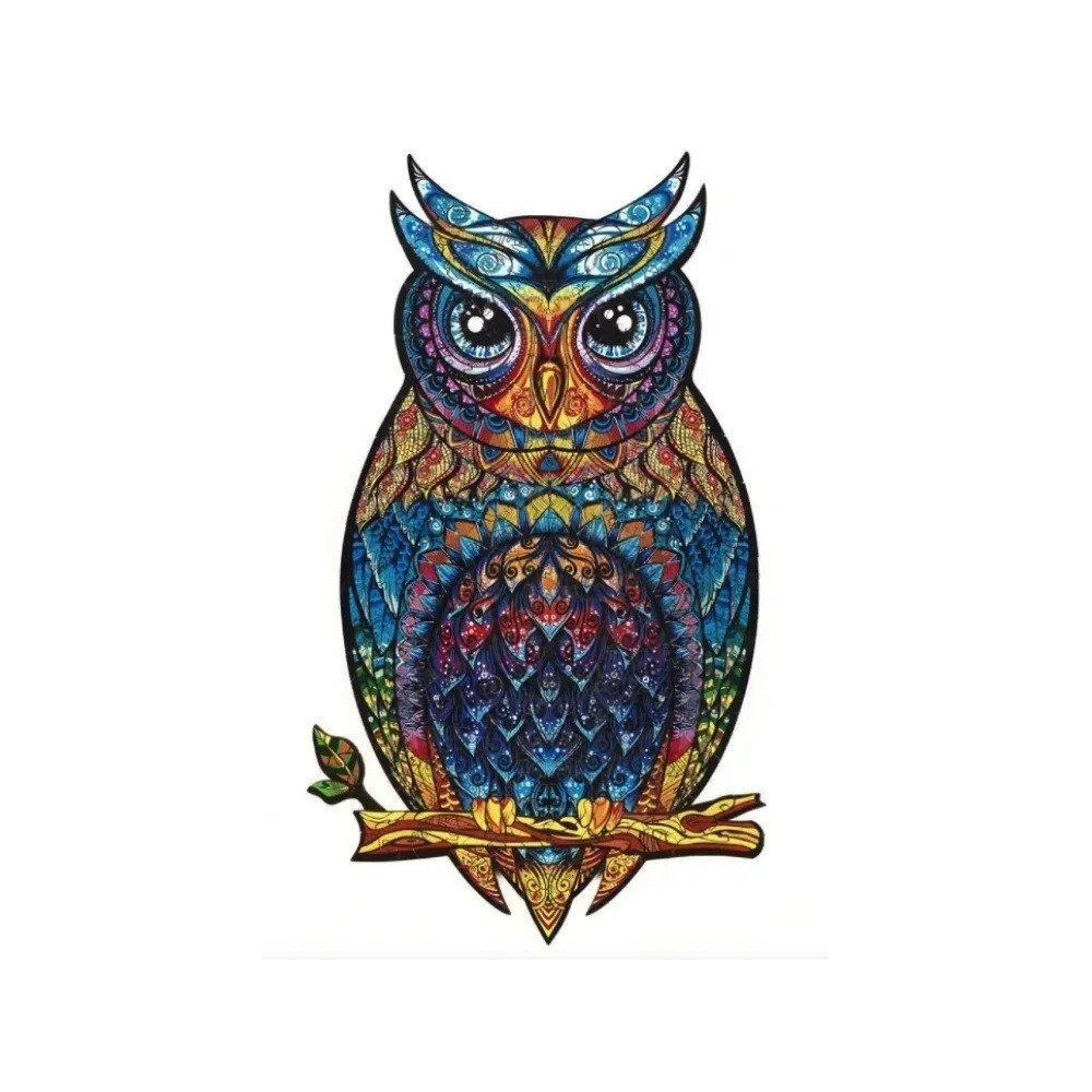 PUZZLE DREWNIANE DLA DOROSŁYCH KOLOROWA SOWA XL