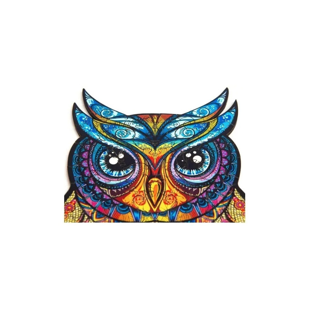PUZZLE DREWNIANE DLA DOROSŁYCH KOLOROWA SOWA XL