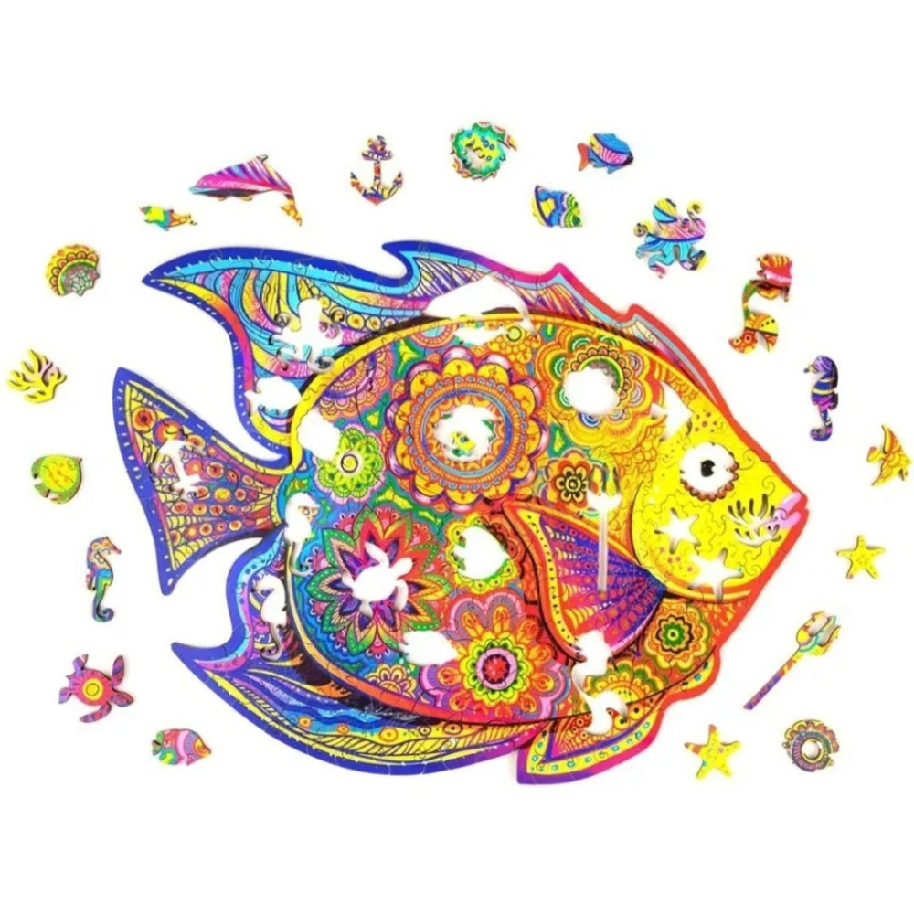 PUZZLE DREWNIANE DLA DOROSŁYCH KOLORY RYBA S
