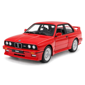 BMW M3 E30 MODEL METALOWY 1:24 DIE CAST ŚWIATŁA DŹWIĘK OTWIERANY CZERWONY