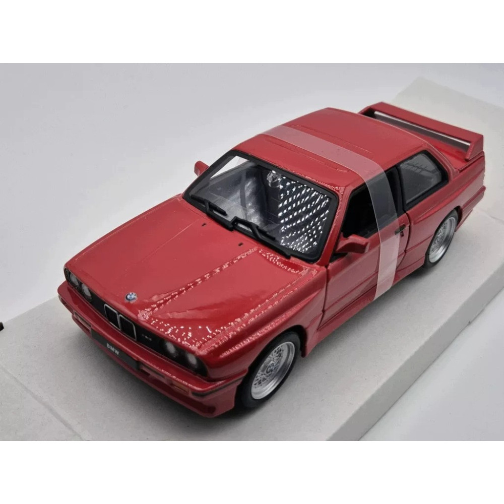 BMW M3 E30 MODEL METALOWY 1:24 DIE CAST ŚWIATŁA DŹWIĘK OTWIERANY CZERWONY