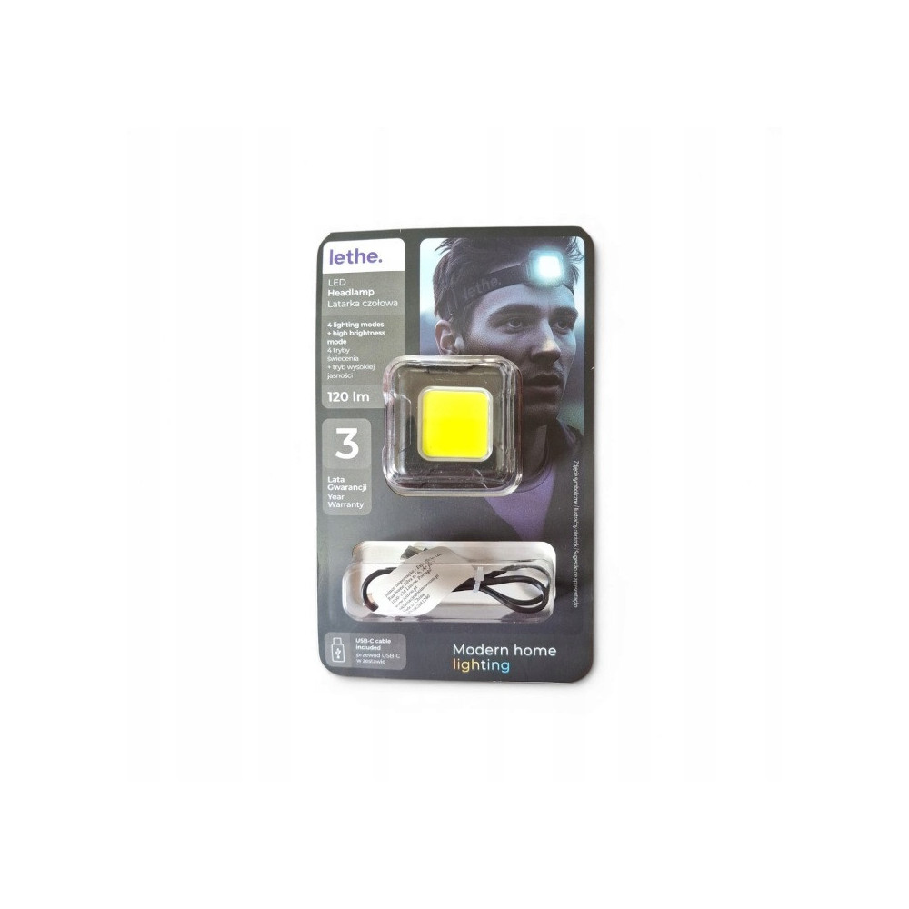 Lethe Latarka lampka czołowa LED z akumulatorkiem USB 120lm