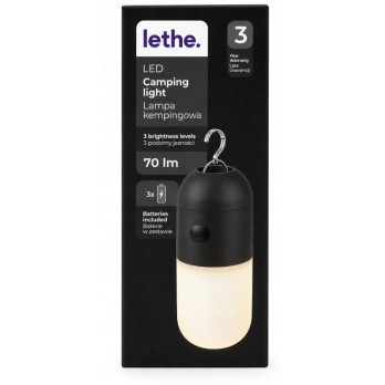 LETHE Lampka Kempingowa LED z uchwytem 70 lm 3 poziomy jasności