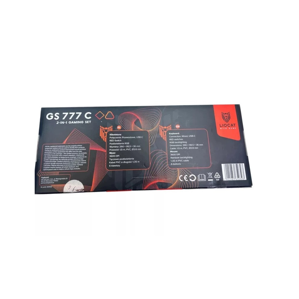 KLAWIATURA + MYSZ LIOCAT GS 777C 2-IN-1 GAMING SET