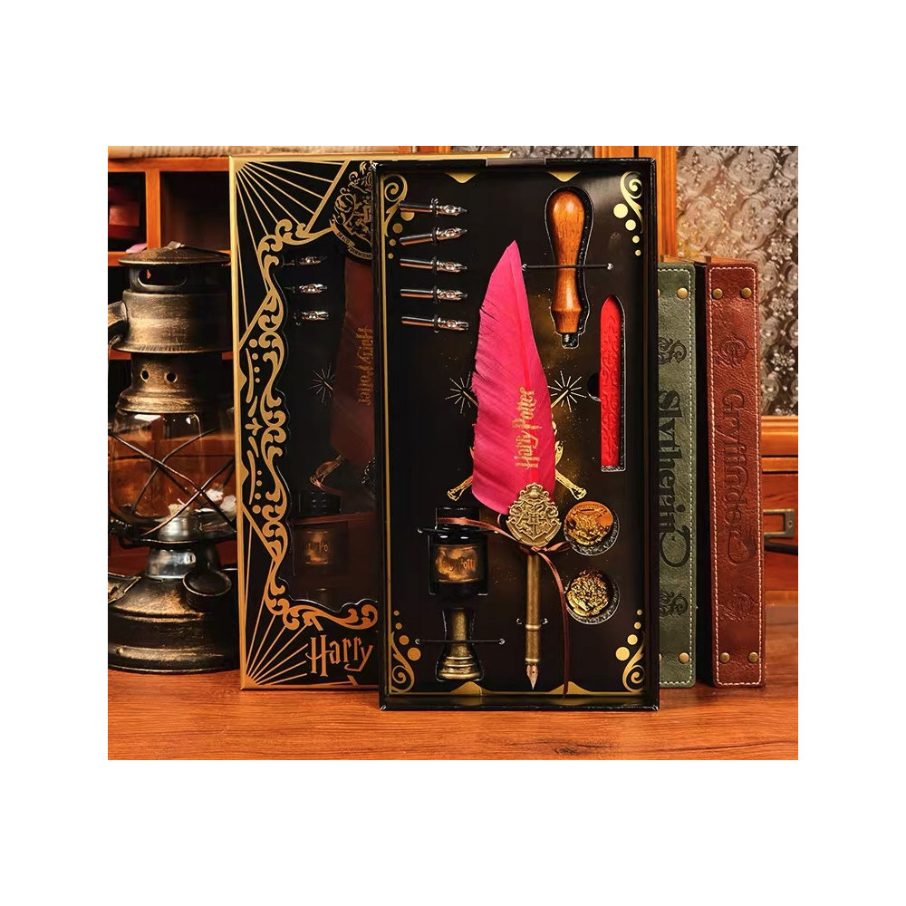 ZESTAW DO KALIGRAFII HARRY POTTER PIÓRO ATRAMENT PIECZĘĆ GRYFFINDOR