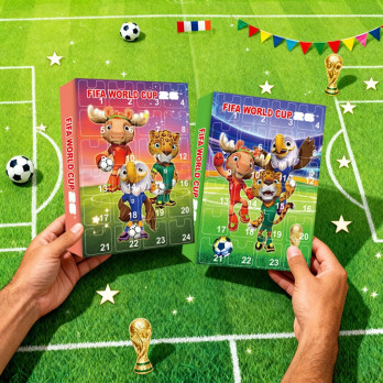KALENDARZ MISTRZOSTW ŚWIATA FIFA 2026 FIGURKI BRELOKI 24 OKIENKA DLA KIBICA