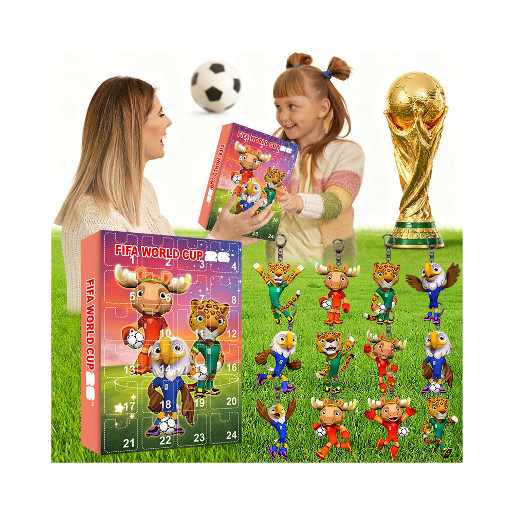 KALENDARZ MISTRZOSTW ŚWIATA FIFA 2026 FIGURKI BRELOKI 24 OKIENKA DLA KIBICA