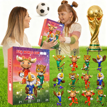 KALENDARZ MISTRZOSTW ŚWIATA FIFA 2026 FIGURKI BRELOKI 24 OKIENKA DLA KIBICA