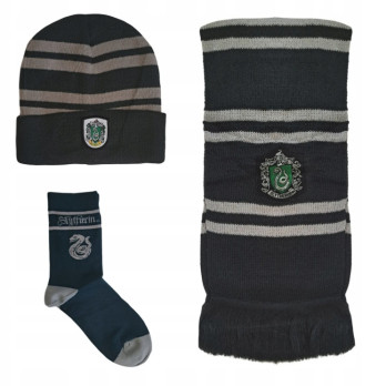 HARRY POTTER KOMPLET 3-CZĘŚCIOWY SLYTHERIN CZAPKA SZALIK SKARPETKI HOGWART
