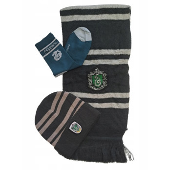 HARRY POTTER KOMPLET 3-CZĘŚCIOWY SLYTHERIN CZAPKA SZALIK SKARPETKI HOGWART
