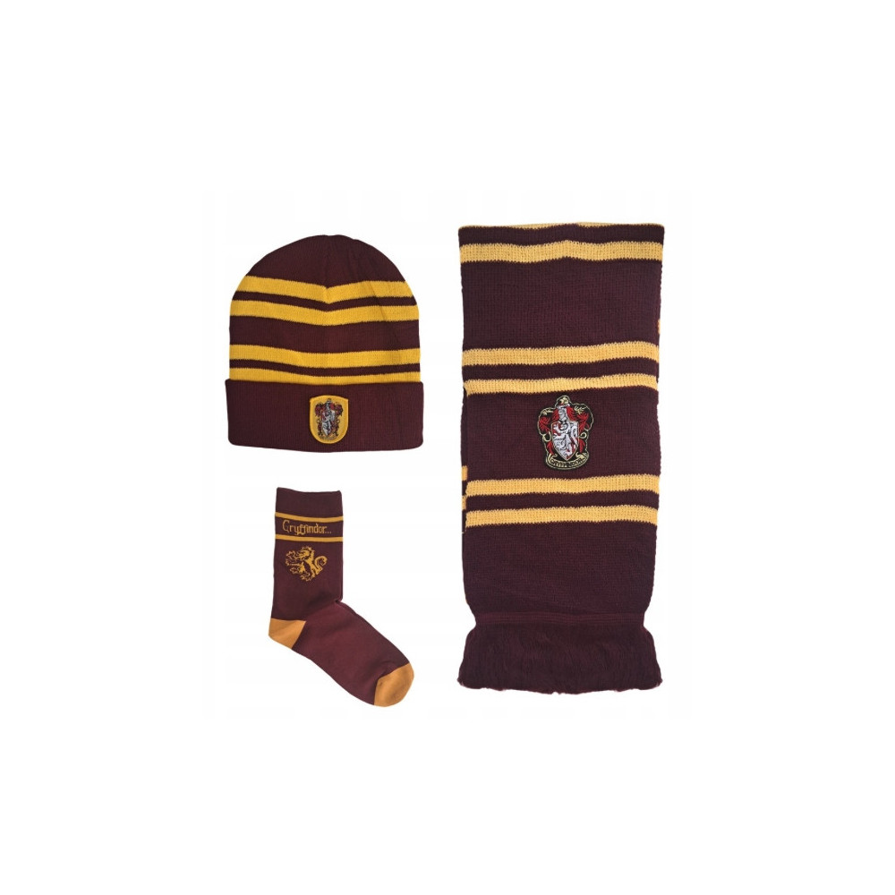 HARRY POTTER KOMPLET 3-CZĘŚCIOWY GRYFFINDOR CZAPKA SZALIK SKARPETKI HOGWART