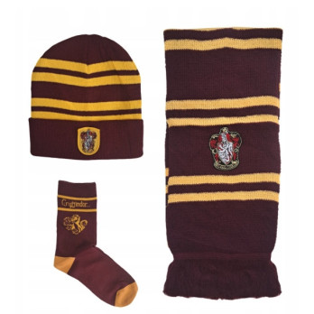 HARRY POTTER KOMPLET 3-CZĘŚCIOWY GRYFFINDOR CZAPKA SZALIK SKARPETKI HOGWART