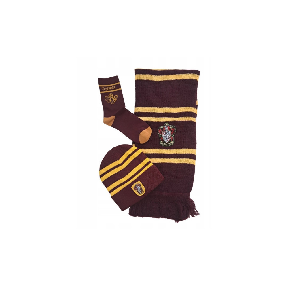 HARRY POTTER KOMPLET 3-CZĘŚCIOWY GRYFFINDOR CZAPKA SZALIK SKARPETKI HOGWART