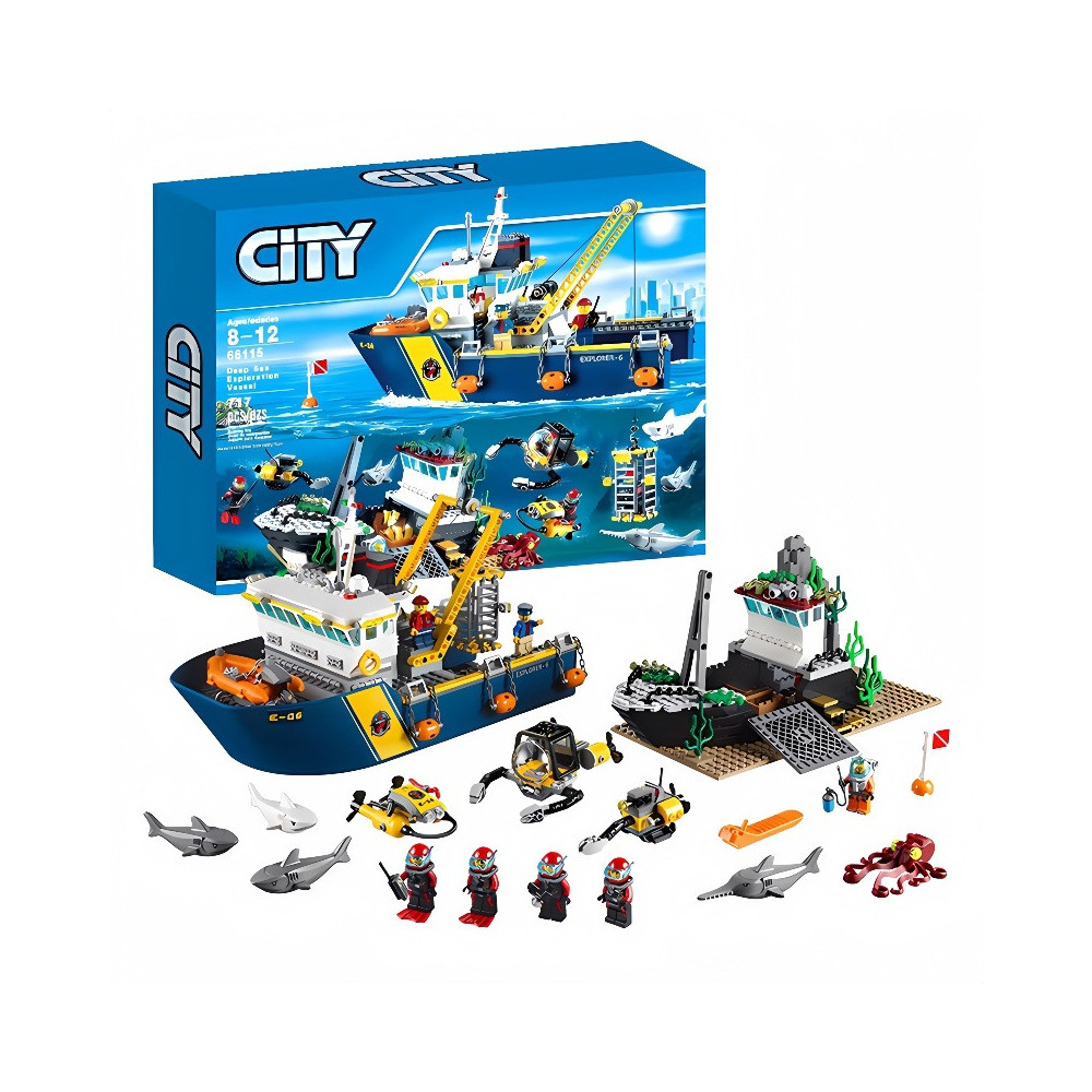Klocki Konstrukcyjne Zestaw Do Budowania Statek Do Badań Głębinowych 717 Elementy Prezent Jak Lego City 7+