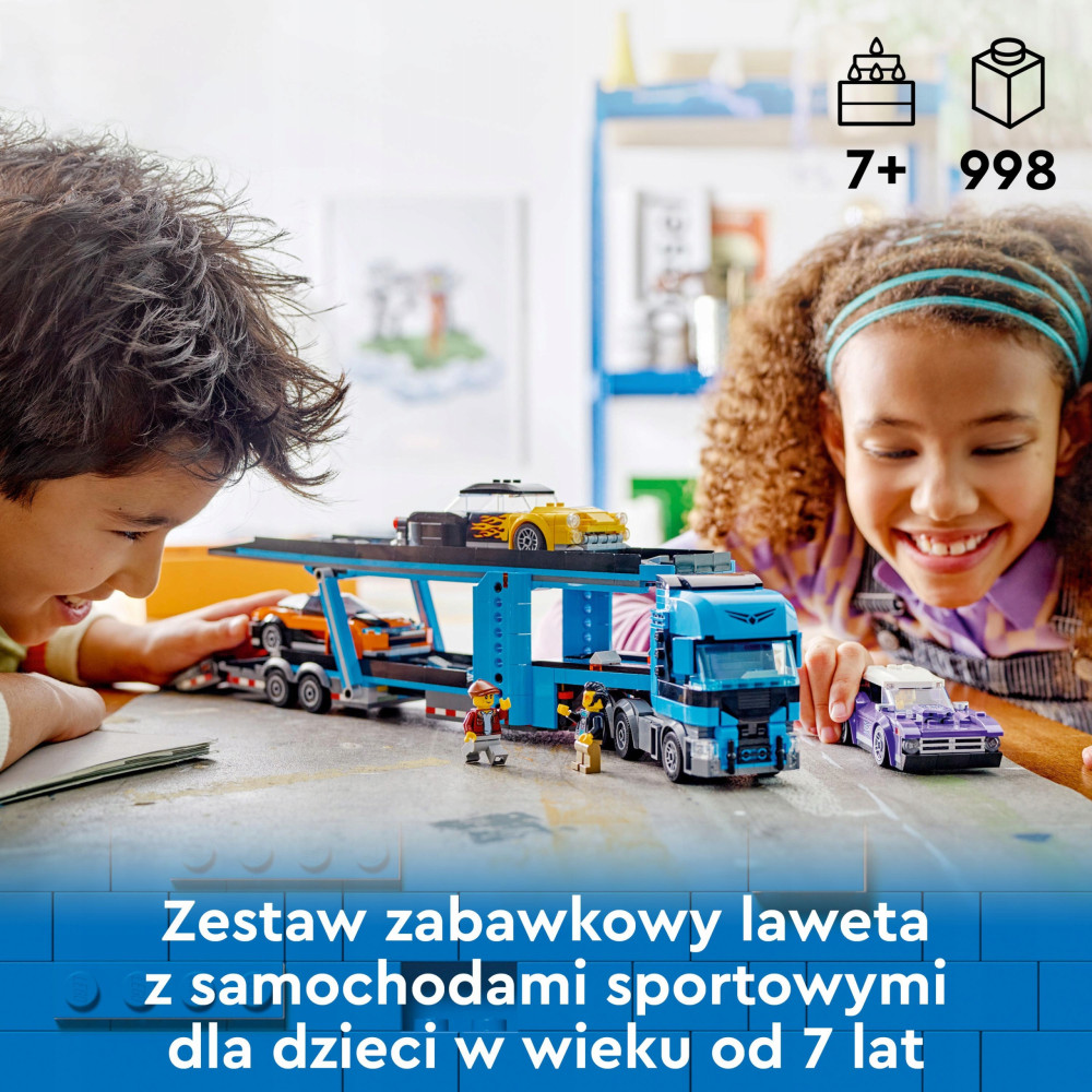 Klocki Konstrukcyjne Laweta Z Samochodami Sportowymi 998 Elementy 7+ Prezent Jak Lego City