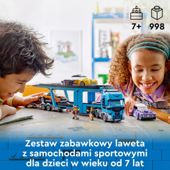 Klocki Konstrukcyjne Laweta Z Samochodami Sportowymi 998 Elementy 7+ Prezent Jak Lego City