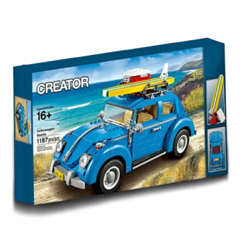 KLOCKI KONSTRUKCYJNE VOLKSWAGEN BEETLE ZESTAW KLOCKÓW AUTO SAMOCHÓD NIEBIESKI JAK LEGO