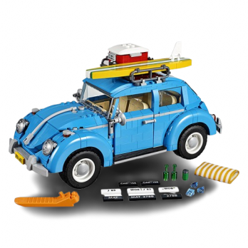 KLOCKI KONSTRUKCYJNE VOLKSWAGEN BEETLE ZESTAW KLOCKÓW AUTO SAMOCHÓD NIEBIESKI JAK LEGO