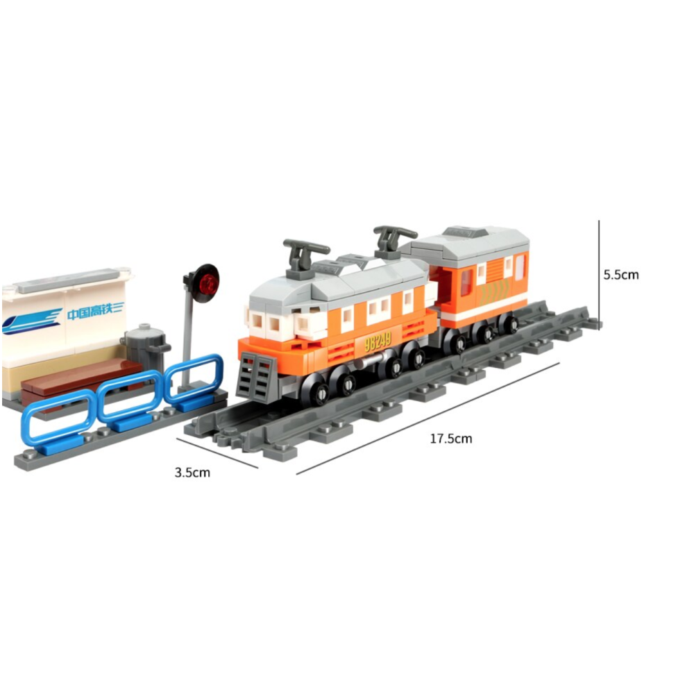 Klocki Pomarańczowy Pociąg Elektryczny z Torami i Stacją 217